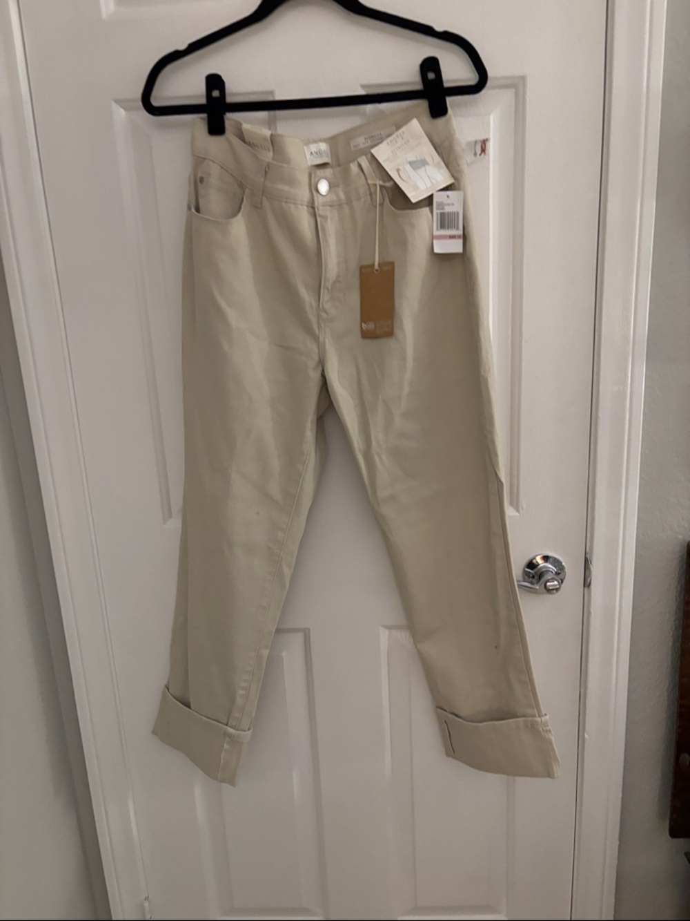 Angels Women's Light Beige Boyfriend Jeans with Cuffed Hem